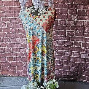 Johnny Was Midi Floral Multi Color Patchwork Print size Small